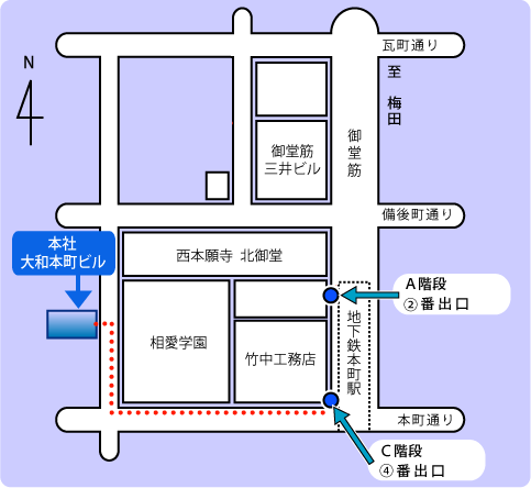 五大テック：アクセスマップ（大阪本社・関西支社）